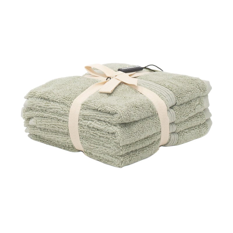 Mosobam Luxury Turkish Towels Set of 4 Washcloths 13X13 Seagrass Green 700 GSM Bamboo Viscose & Aegean Turkish Combed Cotton - Image 2
